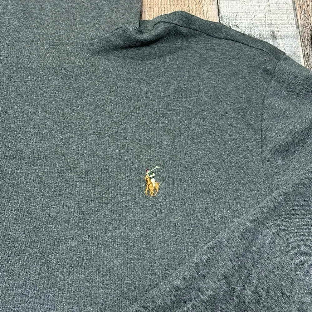 Polo Ralph Lauren Turtleneck Shirt Men's Medium Gray Long Sleeve Flesh Pony